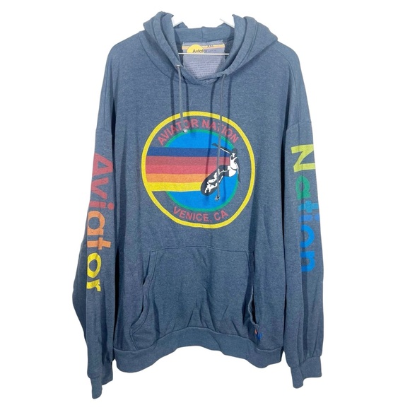 Aviator Nation Unisex Relaxed Pullover Hoodie Sweatshirt Venice XXL Charcoal - Picture 1 of 8